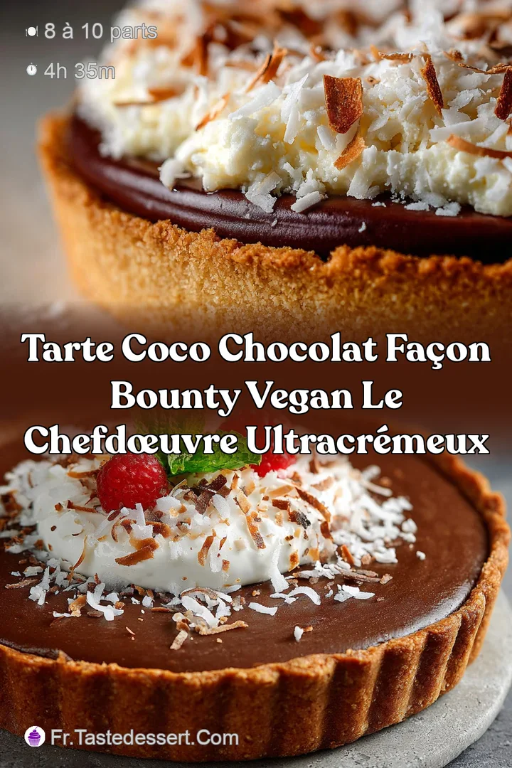 Tarte coco chocolat fa&ccedil;on Bounty vegan le chefd&oelig;uvre ultracr&eacute;meux