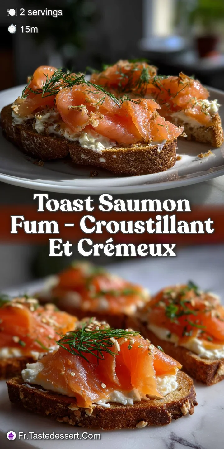 Close-up of flaky smoked salmon, glistening with a hint of oil, draped over a piece of toasted bread. Rich pink and golden...