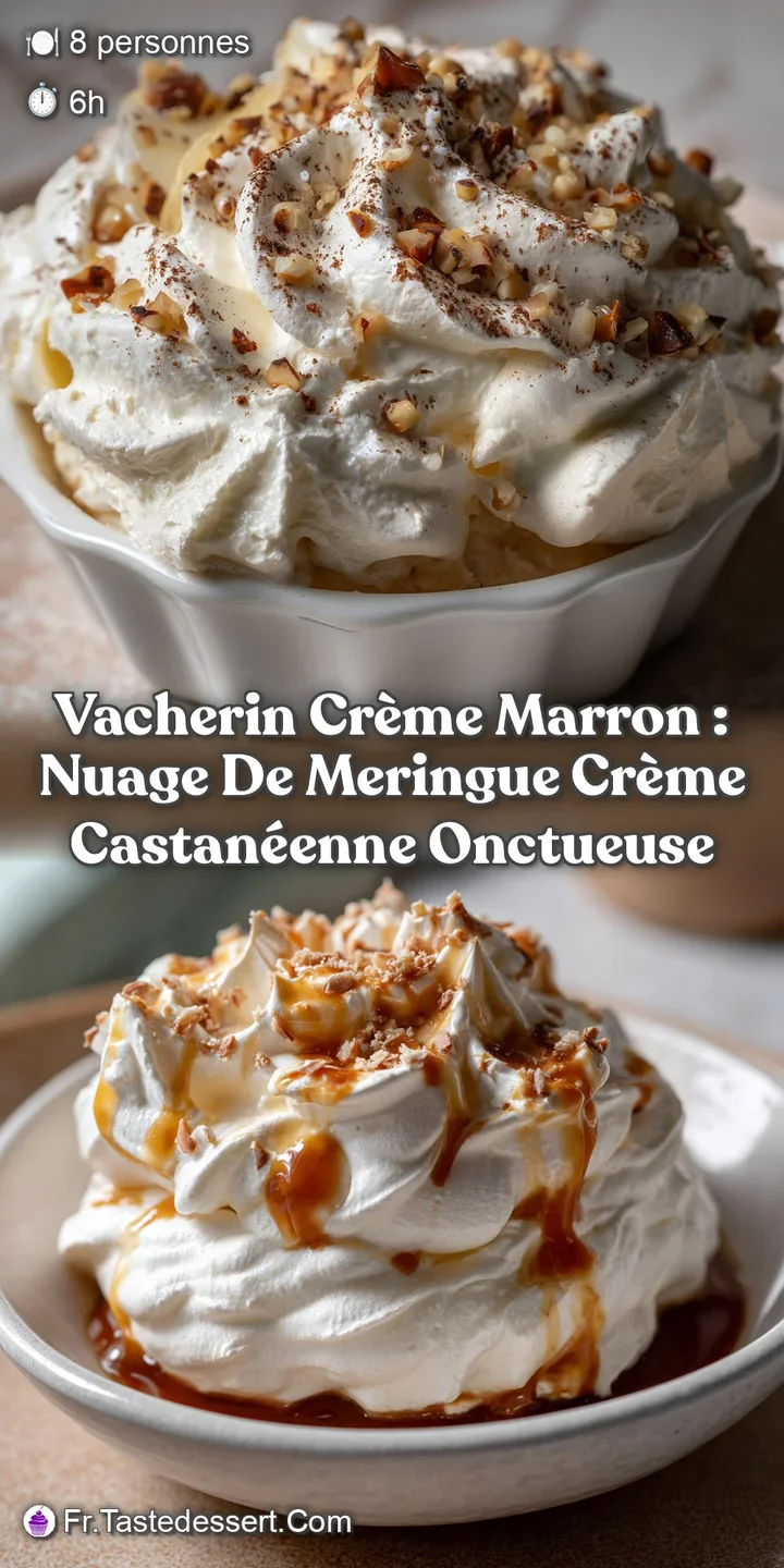 Vacherin Cr&egrave;me Marron : Nuage de Meringue Cr&egrave;me Castan&eacute;enne Onctueuse