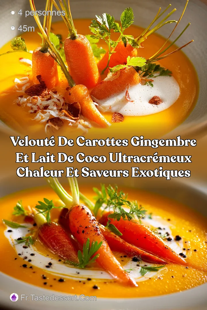 Velout&eacute; de carottes gingembre et lait de coco ultracr&eacute;meux chaleur et saveurs exotiques