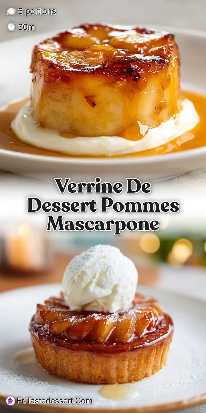 Close-up of an apple verrine, showcasing the creamy layers and the juicy, caramelized apple pieces. Textures invite a deli...