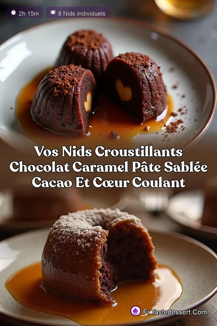 Vos Nids Croustillants Chocolat Caramel P&acirc;te Sabl&eacute;e Cacao et C&oelig;ur Coulant