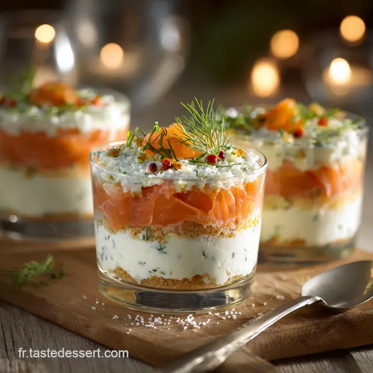 Amusebouches De No&euml;l : Verrines Ch&egrave;vre Saumon Et Pain D&eacute;pices Festif presentation