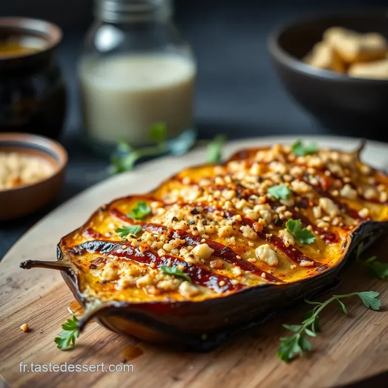Aubergines Fondantes &agrave; la Plancha Sauce Tahini et Notes Orientales