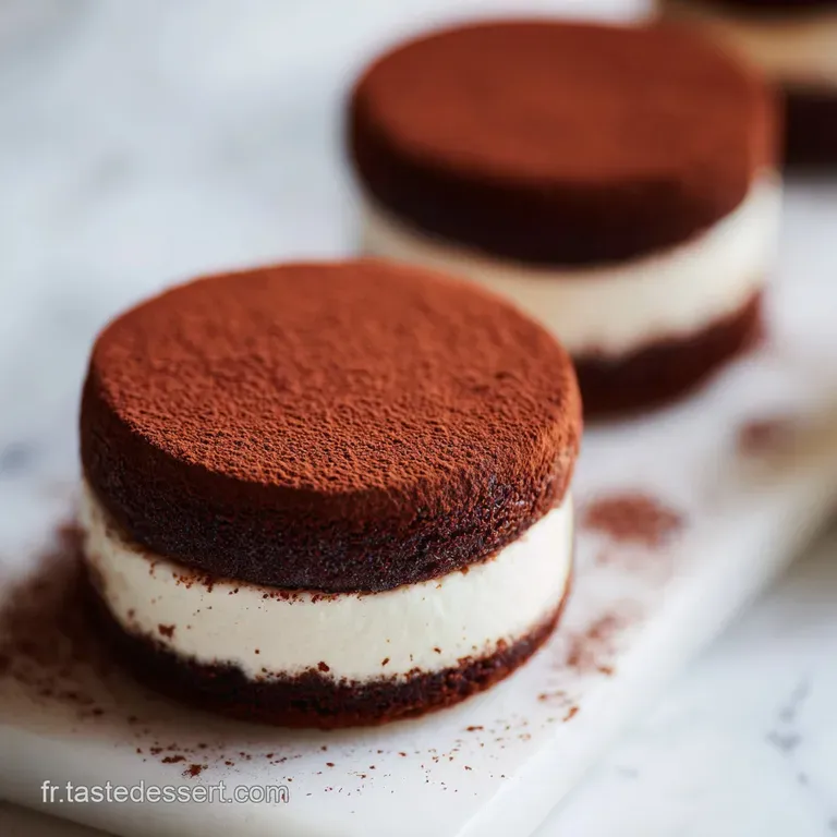 Trois boules onctueuses beige clair sur un trait de sauce chocolat, d&eacute;cor&eacute;es de zestes frais et d'une feuille de menthe.