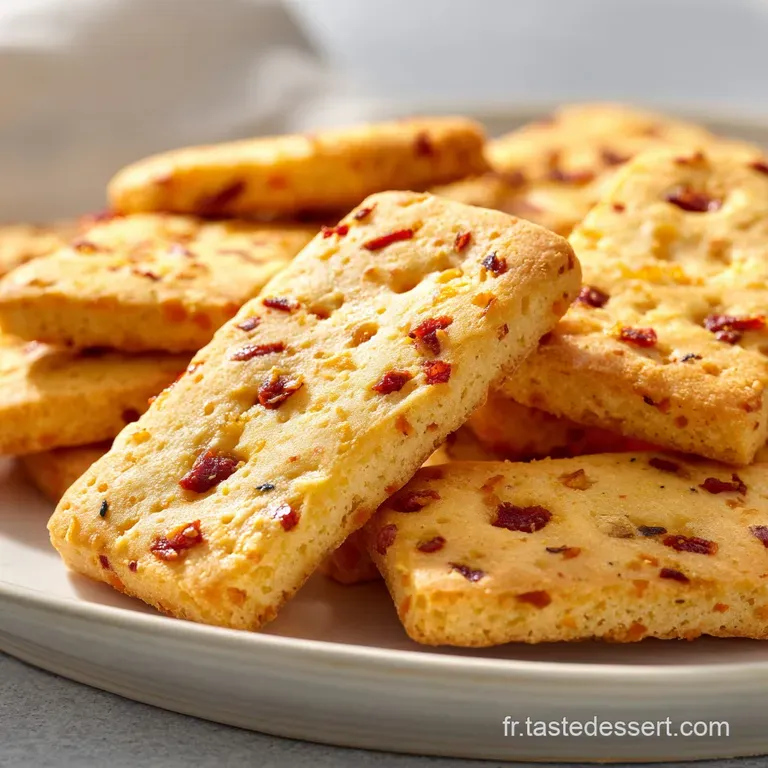 Pile de biscuits croustillants et orang&eacute;s dispos&eacute;s avec soin sur une assiette blanche minimaliste, lumi&egrave;re douce.