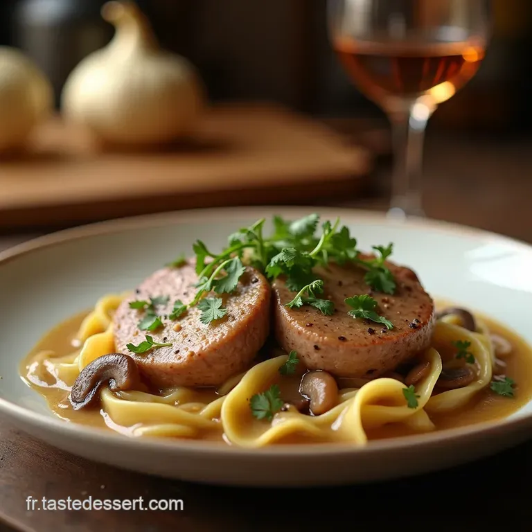 B&oelig;uf Stroganoff Classique Filet De B&oelig;uf Tendre Dans Sa Sauce Cr&eacute;m&eacute;e Aux Champignons Et Moutarde presentation