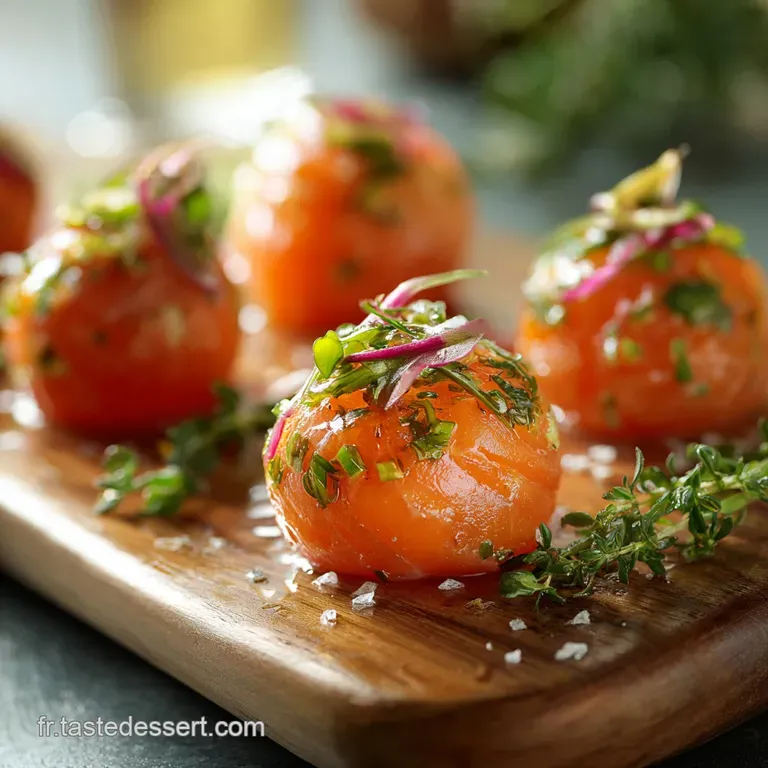Boules De Saumon Fra&icirc;cheur : Recette Ap&eacute;ritif &Eacute;l&eacute;gante Aux Fines Herbes presentation
