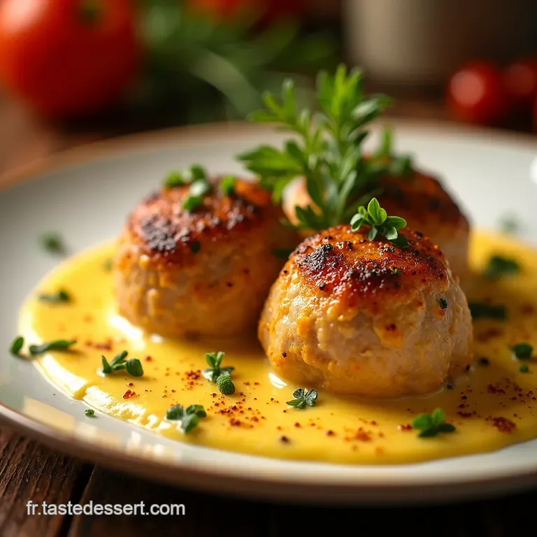 Boulettes De Poulet En Sauce Cr&egrave;me Au Poivre presentation