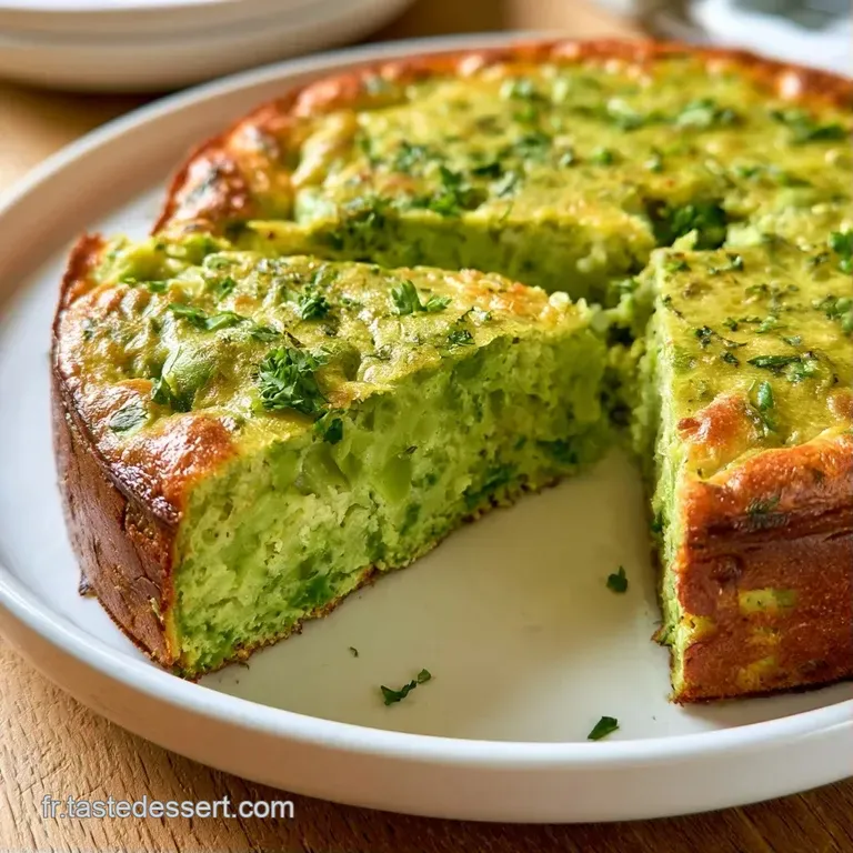 Tranche moelleuse d'un cake vert vif pos&eacute;e sur une assiette blanche, r&eacute;v&eacute;lant une mie a&eacute;r&eacute;e et des &eacute;clats v&eacute;g&eacute;taux.