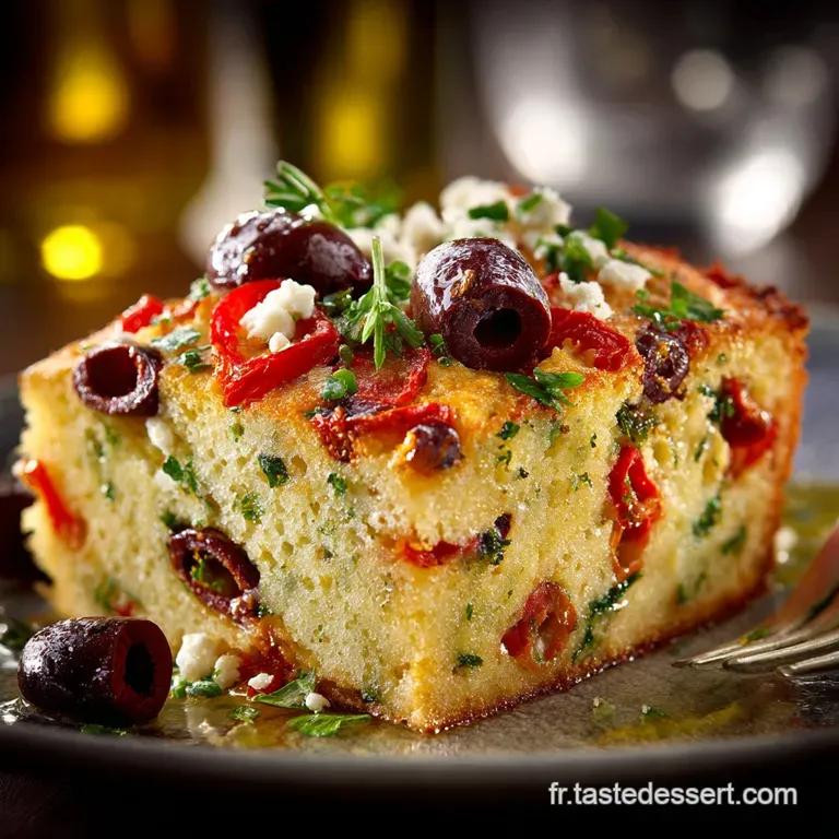 Cake Sal&eacute; Poivron Olives Feta Le Classique M&eacute;diterran&eacute;en Facile Et Rapide presentation