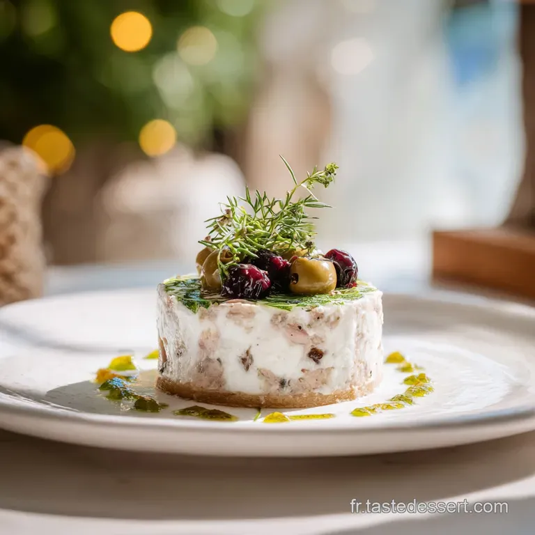 A slice of golden-brown savory cake presented on a white plate. Olives are visible, hinting at a briny, delicious flavor p...