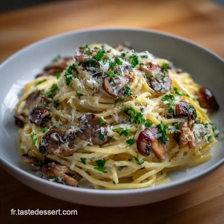 Spaghetti Carbonara Aux Champignons Cr&eacute;meux V&eacute;g&eacute;tarien | Umami Terreux