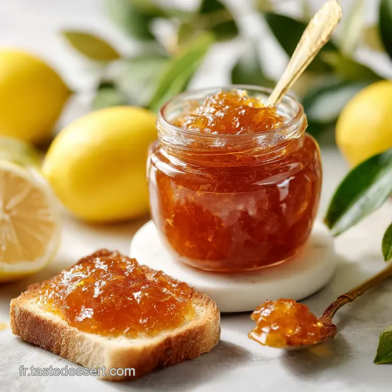 Bright yellow lemon marmalade spread thickly on toasted bread; steam rises, hinting at warmth and sweetness. Zesty.