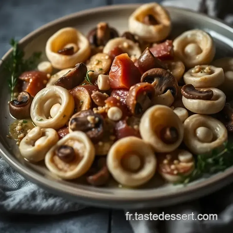 Coquillettes Cr&eacute;meuses Aux Champignons Et Jambon presentation