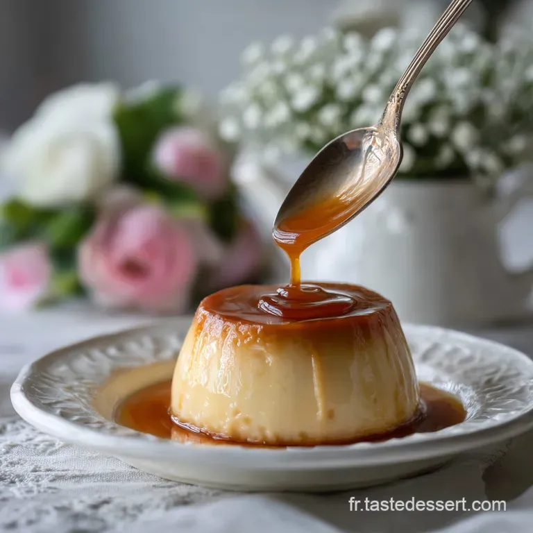Elegant cr&egrave;me caramel plated with a drizzle of golden caramel sauce and delicate edible flowers. Soft, shimmering custard ...