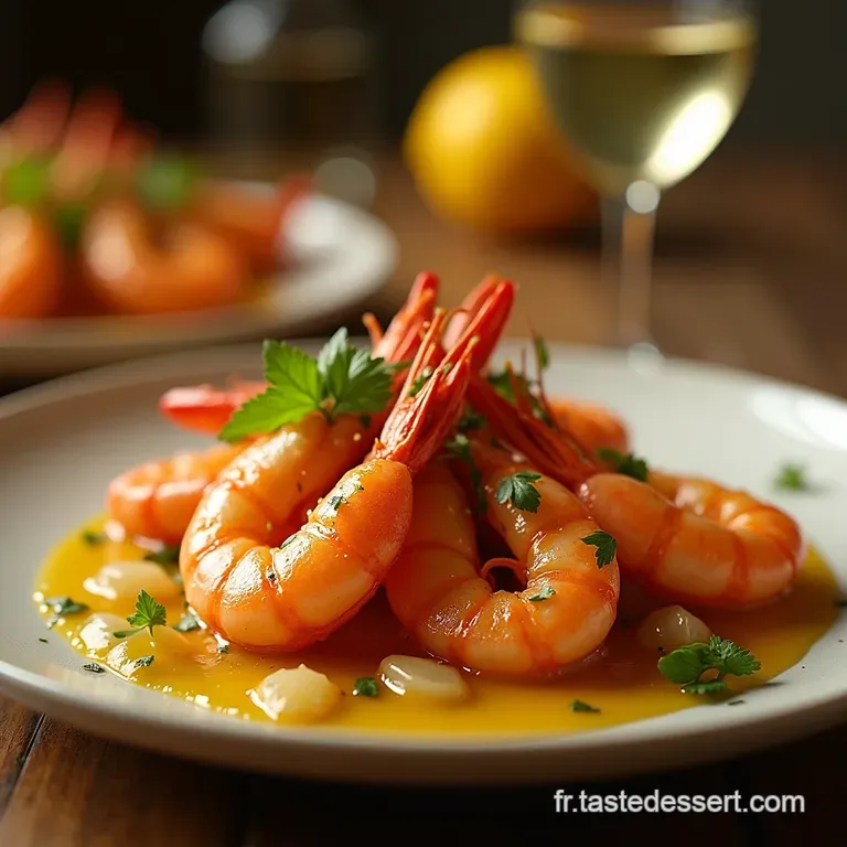 Les Crevettes Royales Saut&eacute;es &Agrave; Lail Citron Et Persil Un Classique Fran&ccedil;ais R&eacute;confortant presentation