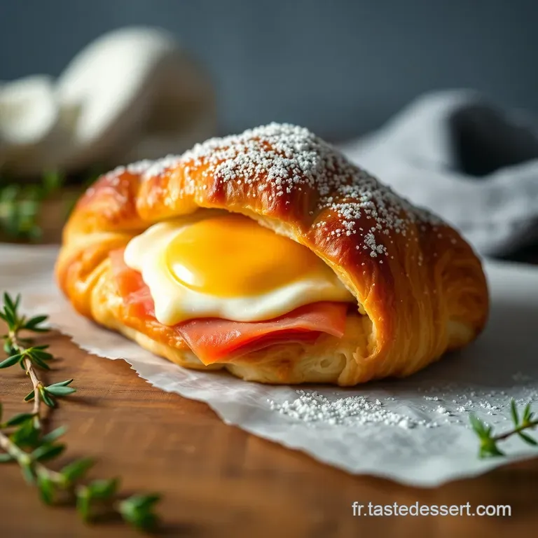 Croissants Garnis Aux &OElig;ufs Brouill&eacute;s Jambon Et Fromage presentation