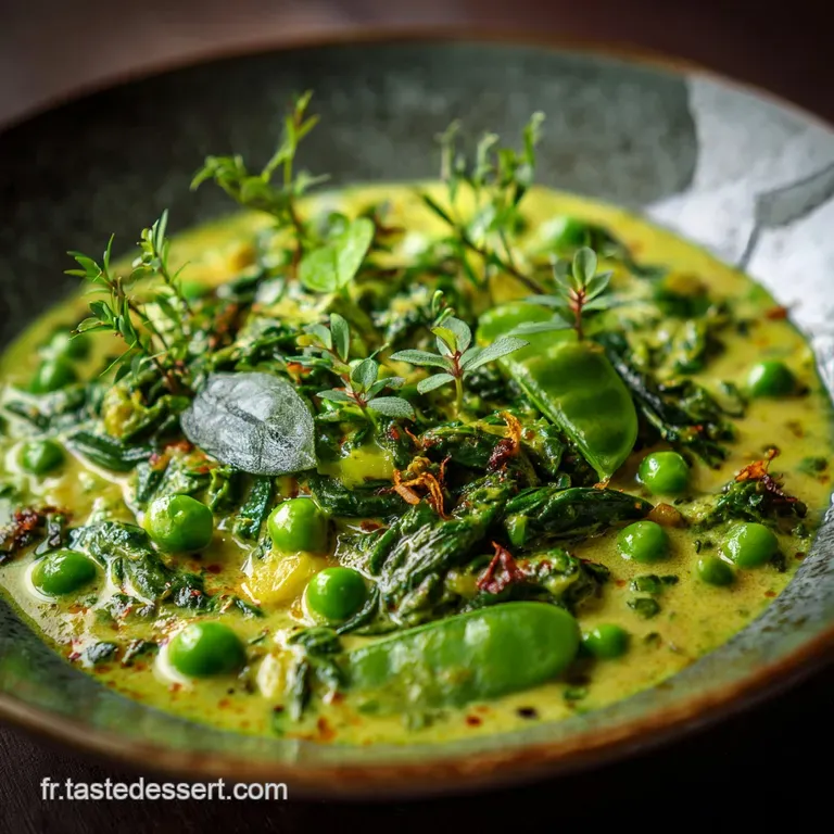 L&eacute;meraude V&eacute;g&eacute;tale Curry De Blettes Et Petits Pois Au Lait De Coco presentation