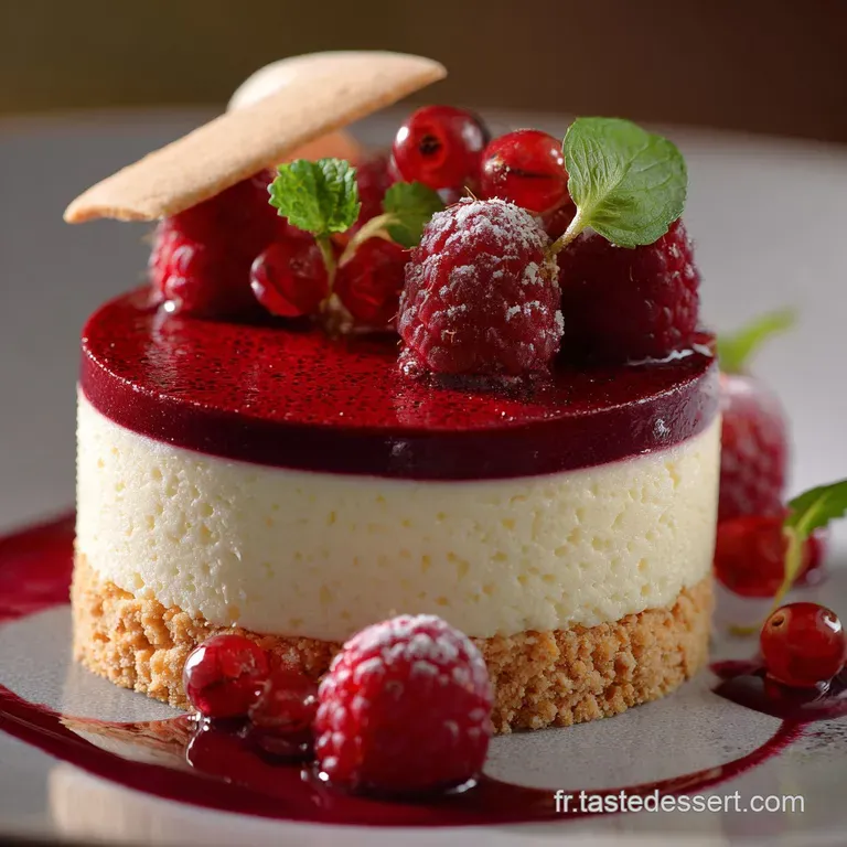 Dessert &agrave; la framboise Le R&ecirc;ve Bavarois l&eacute;ger et Sabl&eacute; Breton croustillant