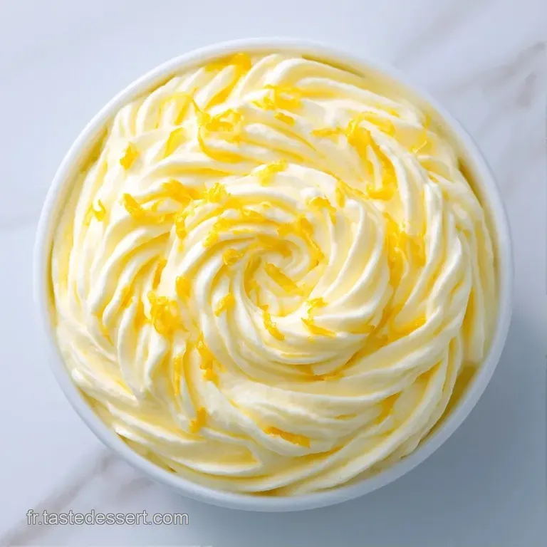 Dessert cr&eacute;meux jaune vif dans une verrine transparente, avec un coulis translucide et des &eacute;clats de biscuits dor&eacute;s.