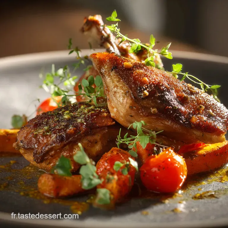 Cuisse De Dinde R&ocirc;tie Laqu&eacute;e &Agrave; La Moutarde De Dijon Et Au Paprika Fum&eacute; presentation