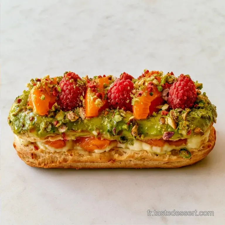 &Eacute;clair Pistache Abricot Framboise: C&oelig;ur Acidul&eacute;