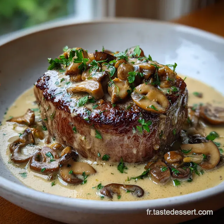 Filet Mignon De Porc Sauce Cr&eacute;m&eacute;e Au Cidre Et Champignons presentation