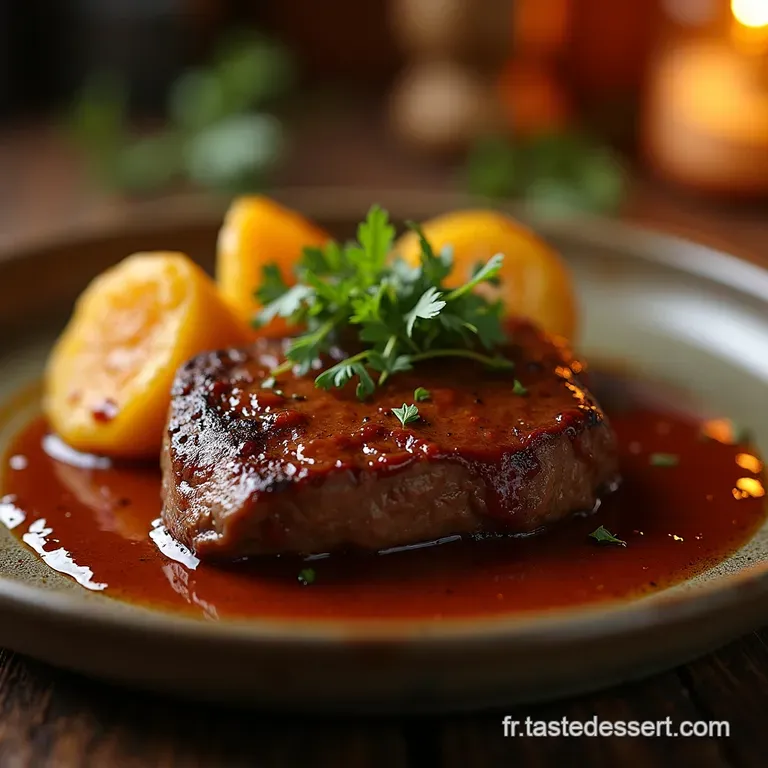 Filet Mignon De B&oelig;uf Sauce Au Porto R&eacute;duite Aux &Eacute;chalotes Un Classique R&eacute;confortant presentation