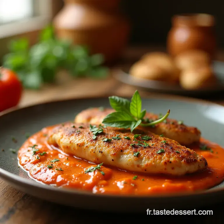 Filets De Poulet &Agrave; La Cr&egrave;me De Tomate presentation