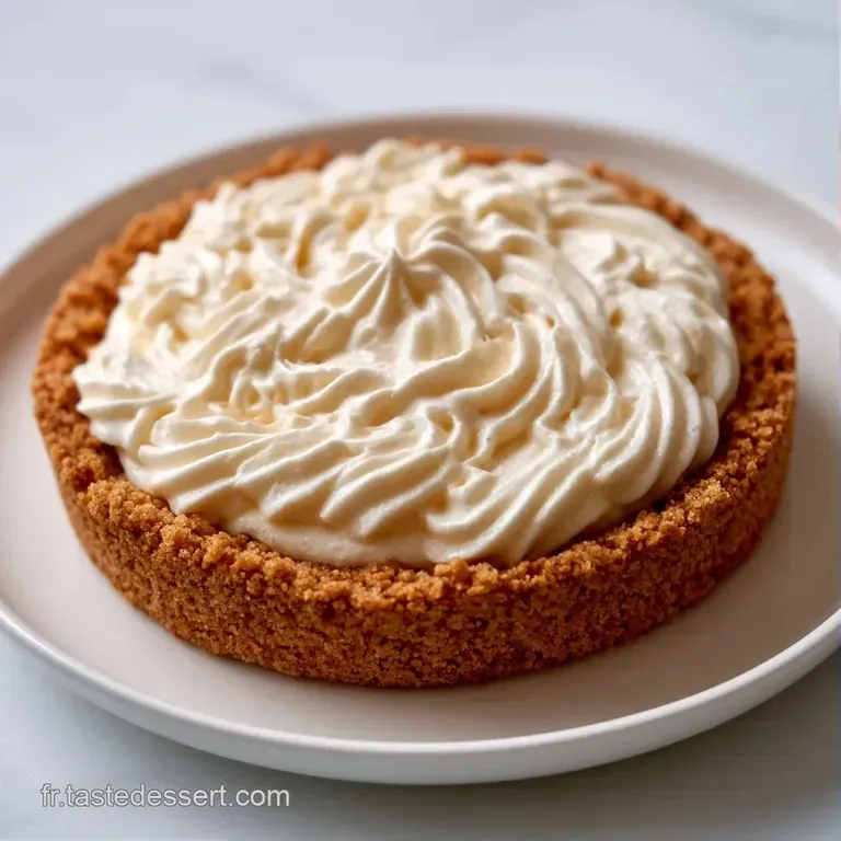 Une part de g&acirc;teau cr&eacute;meux sur assiette blanche, orn&eacute;e d'une feuille de menthe verte et de baies rouges juteuses.