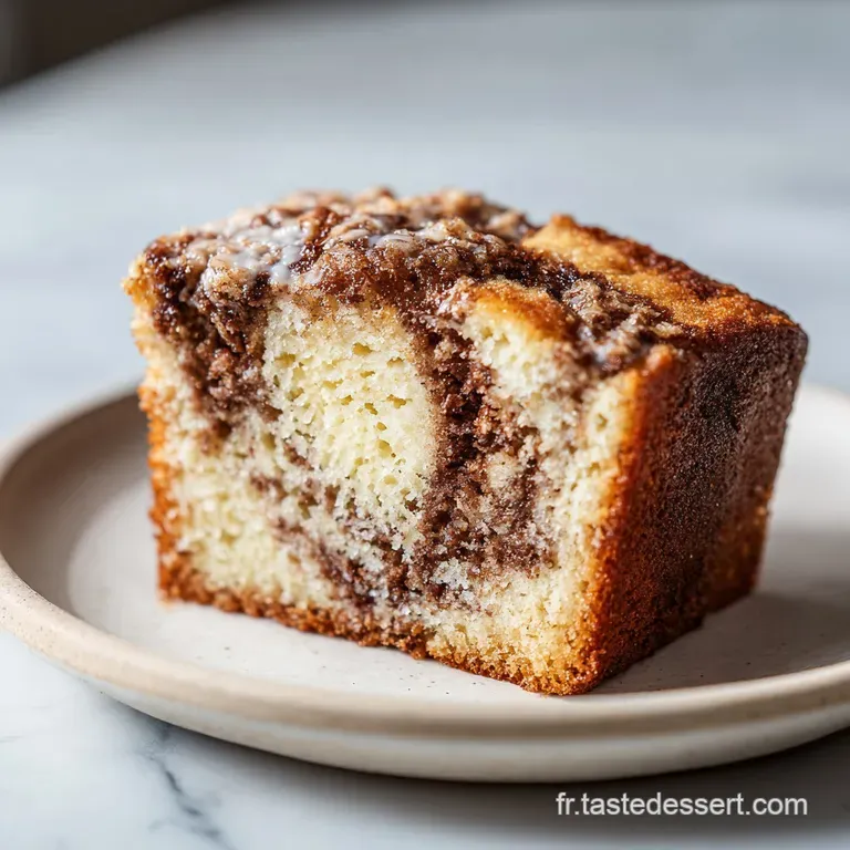 A slice of marble cake reveals the intricate swirl, enhanced by a dusting of powdered sugar on a delicate porcelain plate.