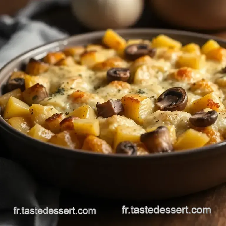 Gratin Savoureux De Pommes De Terre Aux Champignons Et Fromage presentation