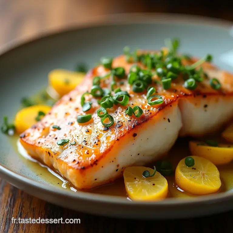 La Symphonie Marine Filets de Poisson Blanc R&ocirc;tis aux Agrumes Beurre dAil et Fines Herbes