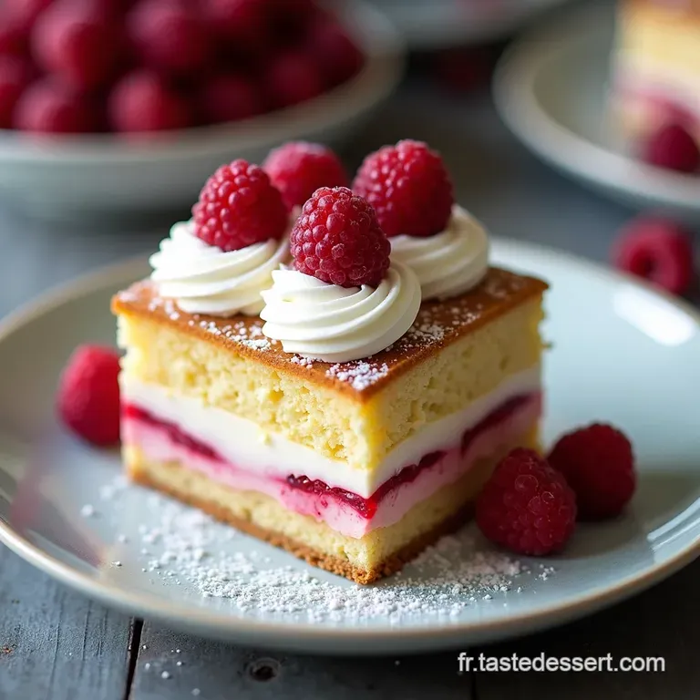 Le Baiser d&Eacute;t&eacute; G&acirc;teau Fondant P&ecirc;che Framboise F&egrave;ve Tonka