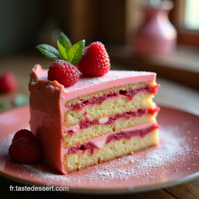 Le G&acirc;teau Paradis Layer Cake Framboise Noix De Coco presentation