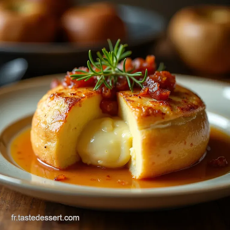 Le Toutenun Gourmand Feuillet&eacute; Croustillant Au Camembert Pommes De Terre Et Lardons presentation