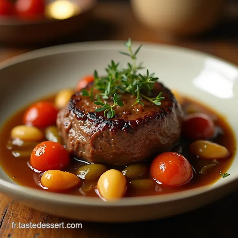 Le V&eacute;ritable B&oelig;uf Bourguignon Simplifi&eacute; Rago&ucirc;t De B&oelig;uf Aux L&eacute;gumes Et Thym Frais presentation