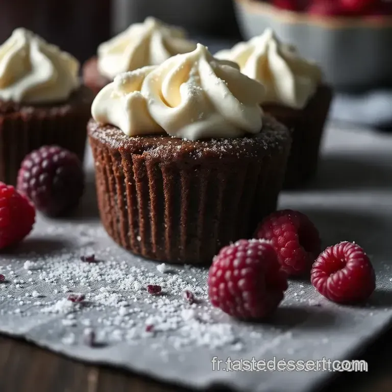 Mini Charlottes Mousse Chocolat & Coulis Framboises presentation