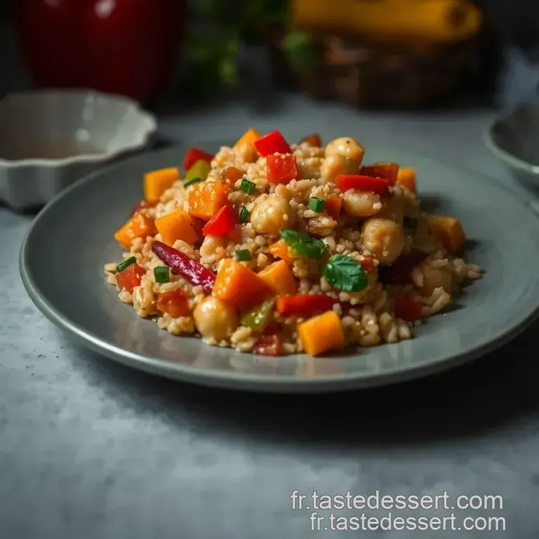 Nouilles Saut&eacute;es Aux L&eacute;gumes Color&eacute;s presentation