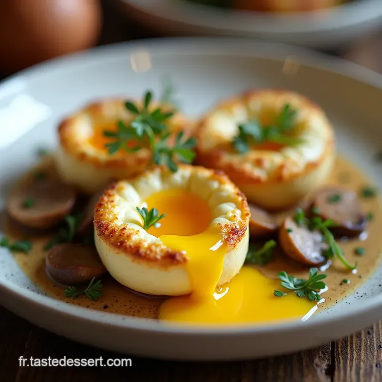 Les &OElig;ufs Cocotte Comme chez M&eacute;m&eacute; Cr&egrave;me Champignons et Fromage Frais