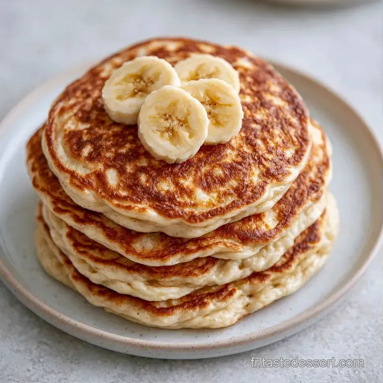 Assiette blanche minimaliste avec trois pancakes moelleux, quelques myrtilles juteuses et une pinc&eacute;e de cannelle.