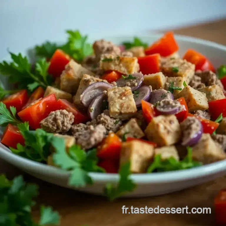 Panzanella De Veau Aux Boulettes Maison presentation
