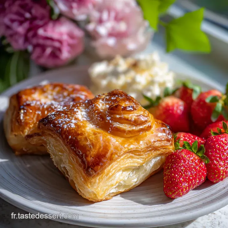 Delicate, golden pastry swirled elegantly, edges perfectly browned and crisp, promising a light and airy, melt-in-your-mou...