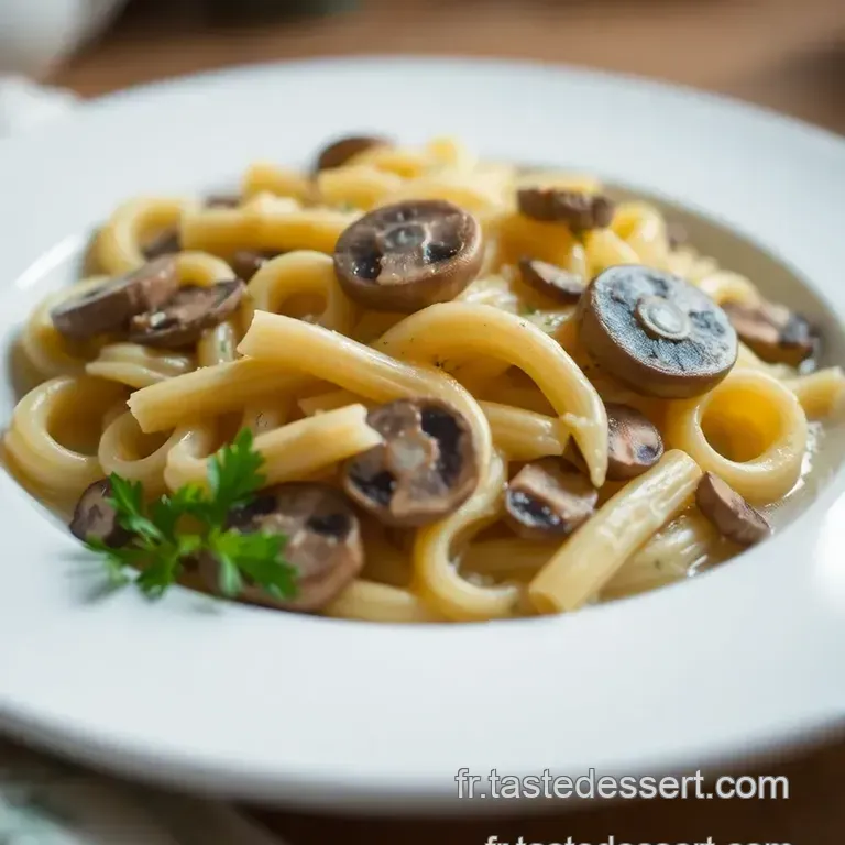 P&acirc;tes Aux Champignons Cr&eacute;meuses &Agrave; L ail Et Aux Herbes presentation