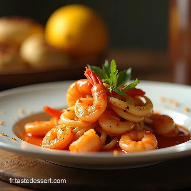 Les Festins De Marie Linguine Cr&eacute;meuses Aux Crevettes Ail Citron Et Paprika Fum&eacute; presentation