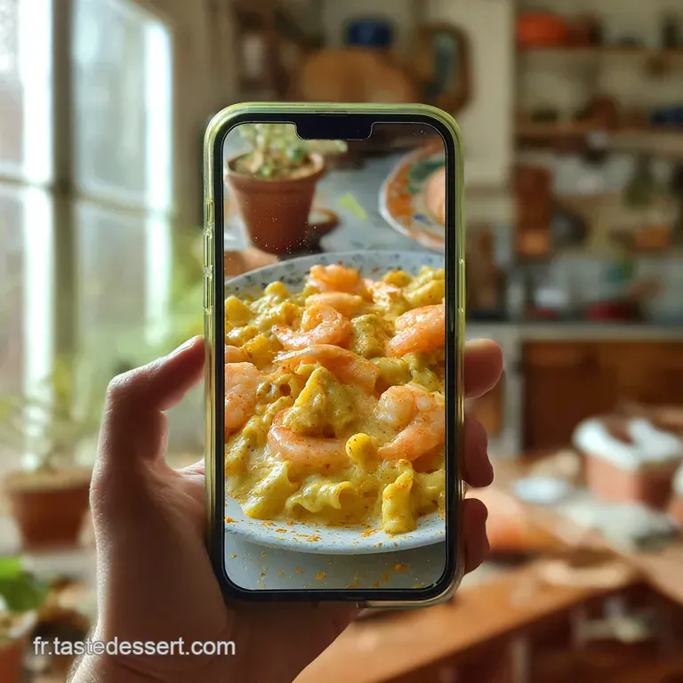 P&acirc;tes Royales Aux Crevettes Sauce Ail Paprika Fum&eacute; presentation