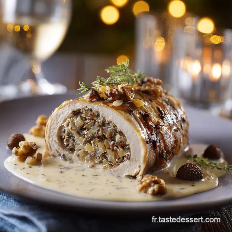 Recettes De No&euml;l : La Pintade Farcie Grande M&egrave;re Sauce Aux Morilles presentation