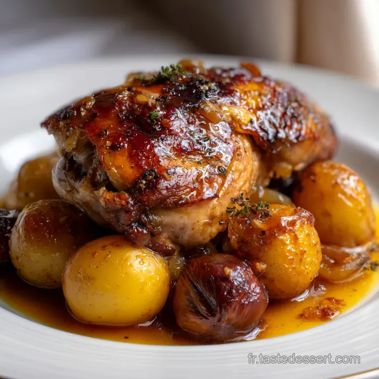 Pintade aux marrons pommes : R&ocirc;tie au Calvados