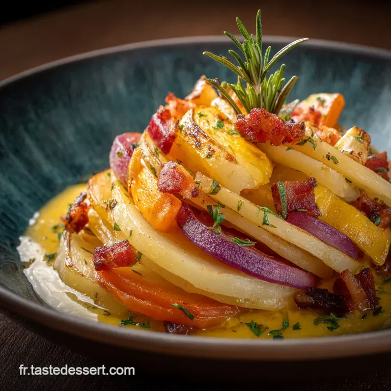 Po&ecirc;l&eacute;e Rustique Du Terroir Pommes De Terre L&eacute;gumes Et Lardons Fum&eacute;s presentation